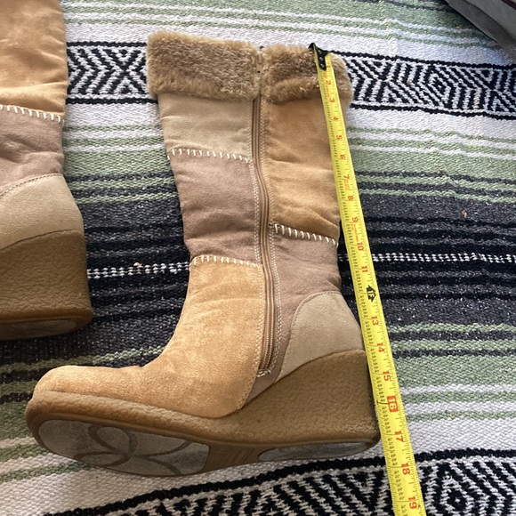 Vintage y2k lower east side patchwork calf high tan boots - Picture 6 of 7